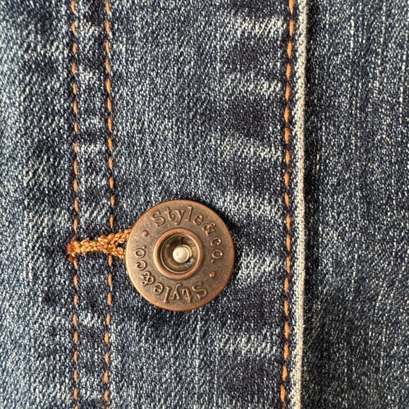 Style & Co Button Close Denim Jacket Petite Medium - Picture 6 of 16